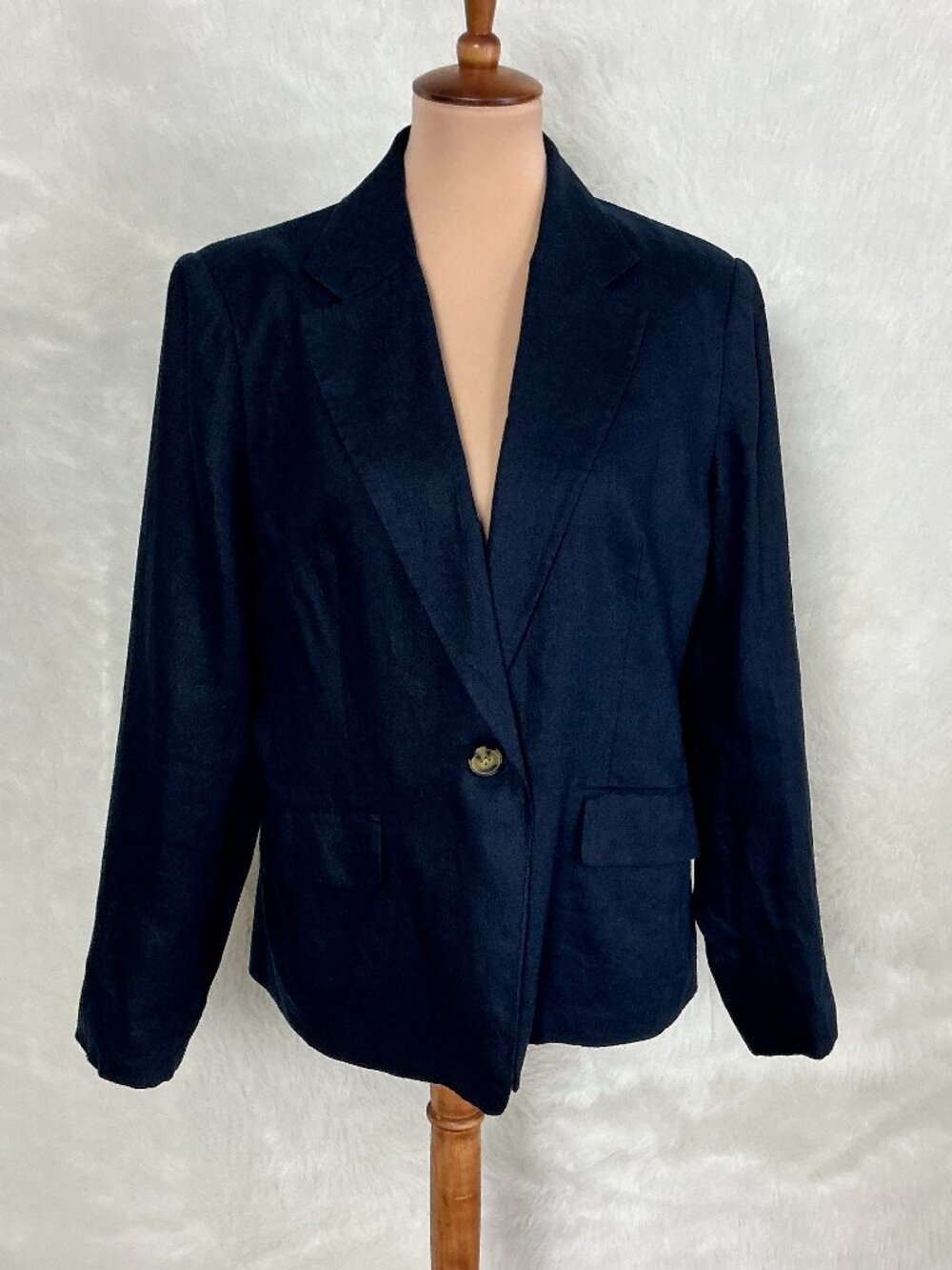 Quince Blue 100% European Linen Lightweight Blazer Jacket Classic L